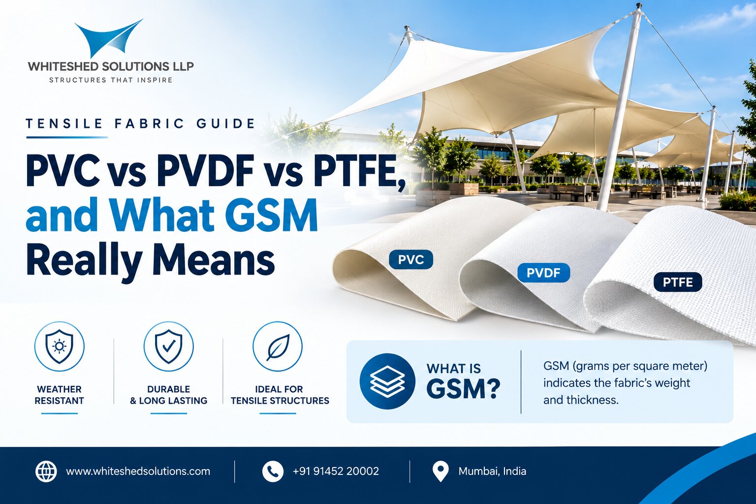 Tensile Fabric Guide: PVC vs PVDF vs PTFE, and What GSM Really Means