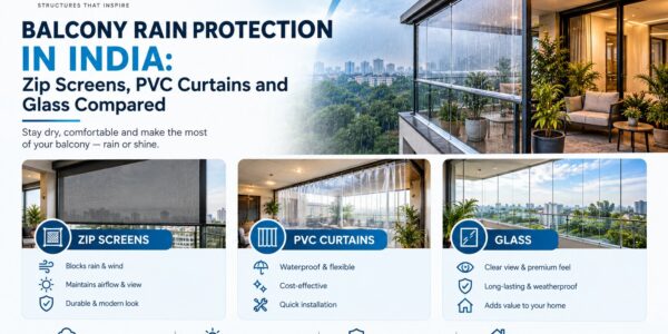 Balcony Rain Protection in India- Zip Screens, PVC Curtains and Glass Compared