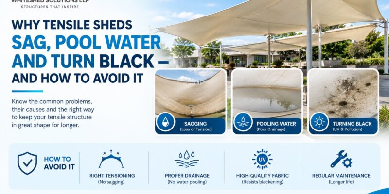 Why Tensile Sheds Sag, Pool Water and Turn Black – and How to Avoid It